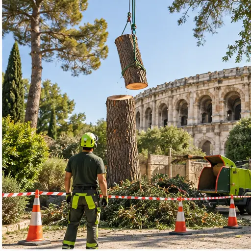 Chantier d’abattage sécurisé avec zone de travail balisée